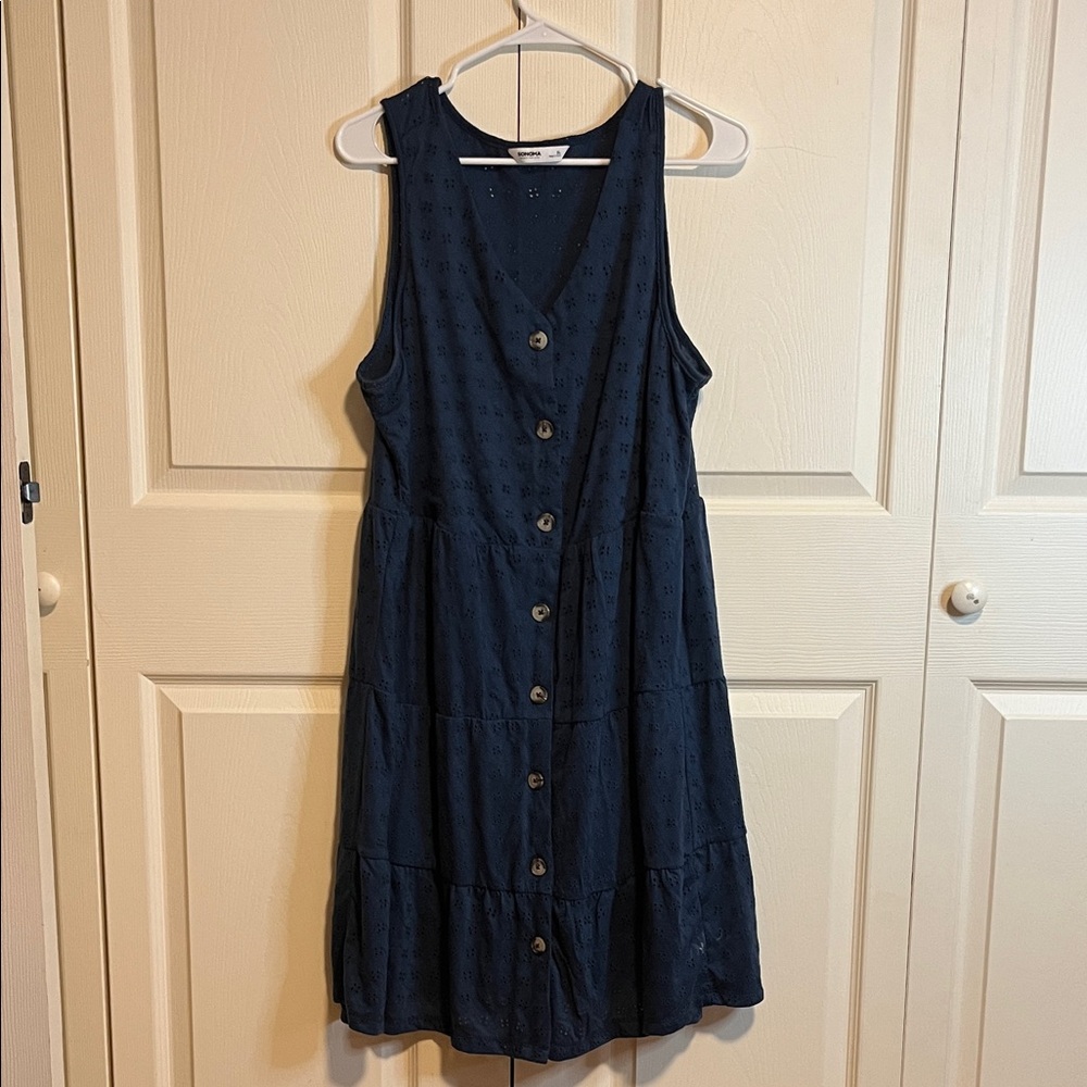 Sonoma, women’s sleeveless sundress, XL, blue with eyelet throughout